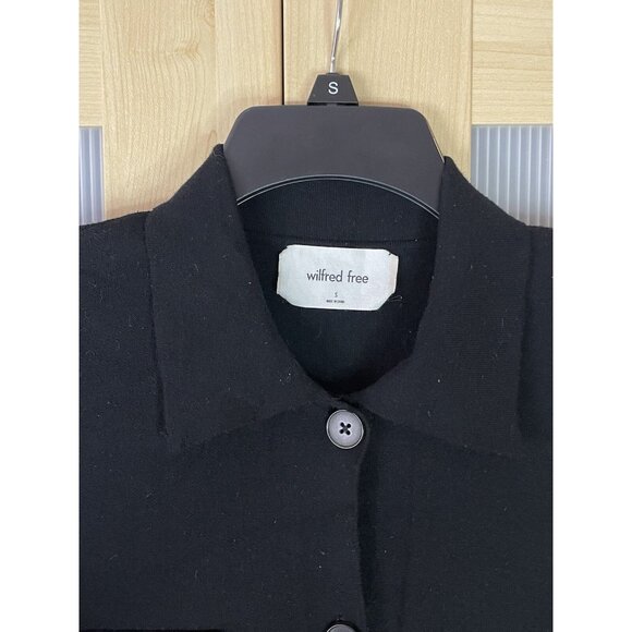 WILFRED Aritzia Ronnie Sweater Jacket Long Sleeve Black Sz S Oversize Casual Top - Picture 4 of 5